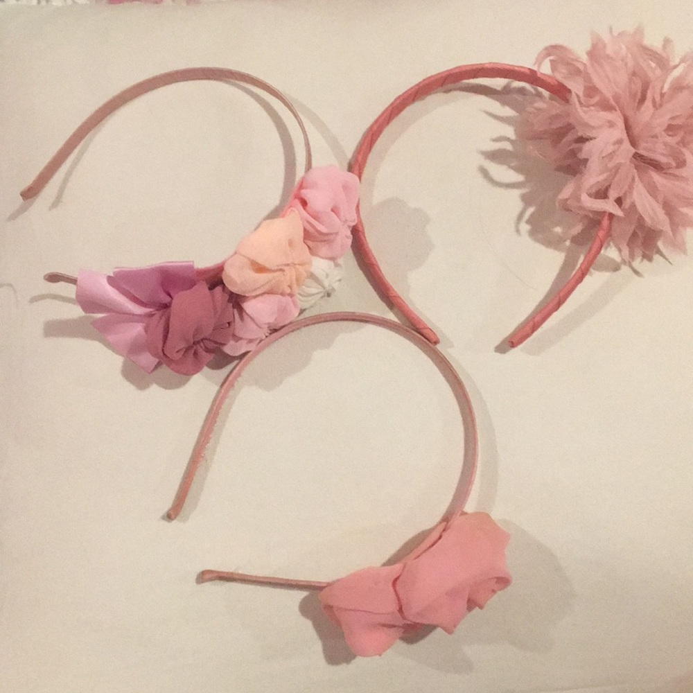 3 pink floral headbands